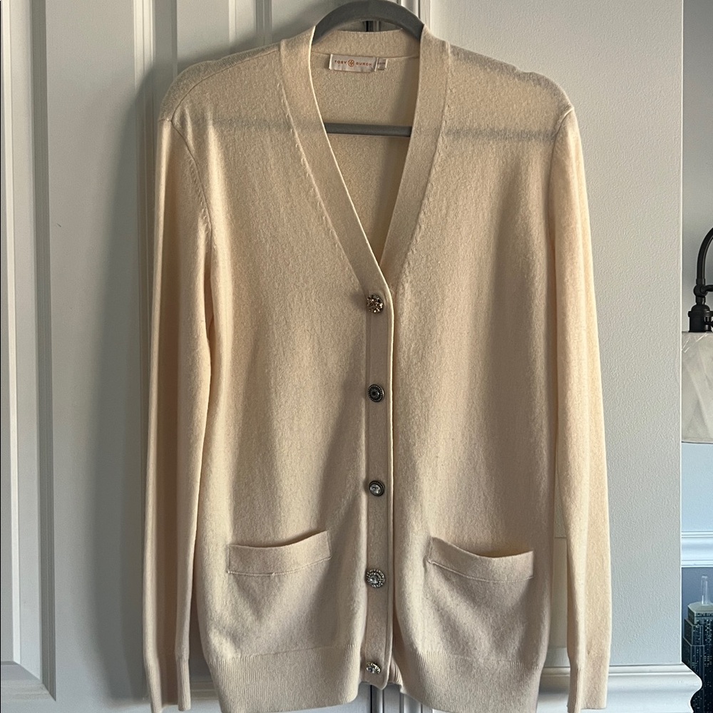 Tory Burch Cream Merino Wool Cardigan size XS